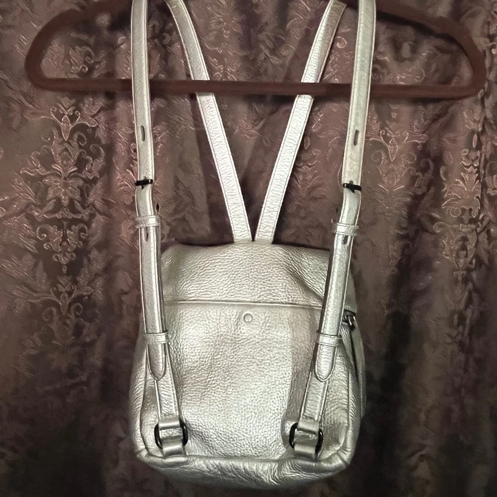 Kara Backpack  Rich Warm Silver Tone   Minimalist Utilitarian Vibe